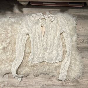 Doen Martina crochet sweater cardigan top M nwt